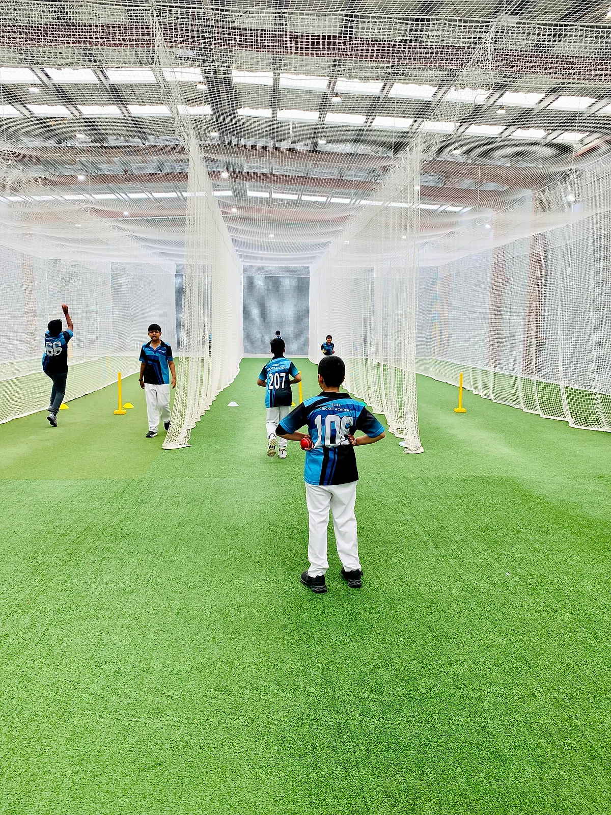 Juniors training in the turf nets at Elite Cricket Academy, Hoppers Crossing